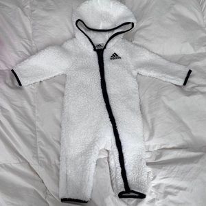Adidas infant cozy sherpa hooded coverall